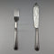 Circa 1865 British antique sterling silver handle fish cutlery pair JB